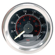 Viair 2" Dual Needle Gauge (Black Face, Illuminated, 220 PSI)